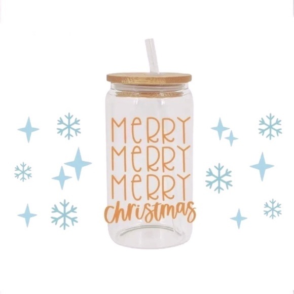 Merry Christmas Snow Flake Frosted Tumbler - Picture 1 of 2
